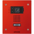 Platine vidéo encastrée AV 1BP IP inox façade rouge (200902)
