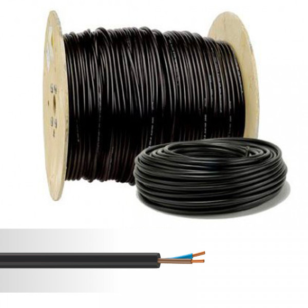 Câble électrique rigide U-1000 R2V 2X1,5mm² noir 