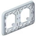 Support plaque pour Encastré Legrand Plexo composable gris - 2 postes horiz