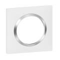 Plaque Legrand Dooxie carrée 1 poste finition blanc avec bague effet chrome