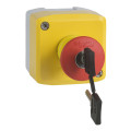 Harmony boite jaune - 1 arrêt d'urgence rouge Ø40 déverrouillage à clé - 1F+1O
