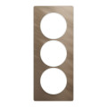Schneider Odace Touch plaque Bronze brossé avec liseré Blanc 3 postes verticaux 57 mm