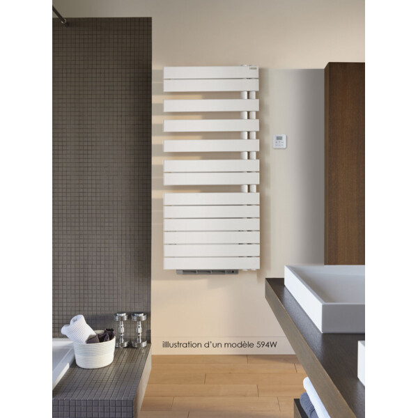 Sèche-serviette Acova Fassane SPA + Air 594W asymétrique à droite - Eau chaude blanc - Acova - FR118-055IFS