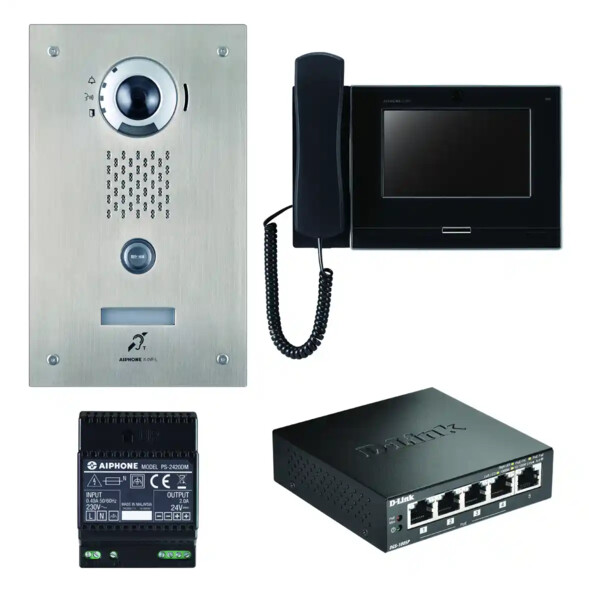 Pack ip access, enc. moniteur boucle magnétique, programmé, switch poe inclus - Aiphone - PIXEL