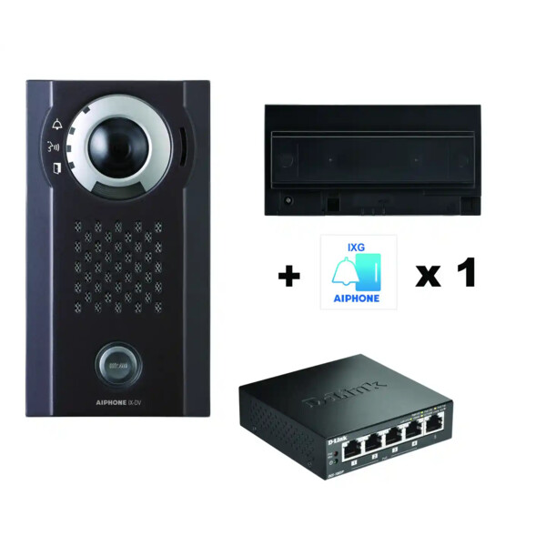 Pack ip saillie, 1 licence smartphone & switch poe inclus, msiptelipbx à prévoir - Aiphone - PIXSMART