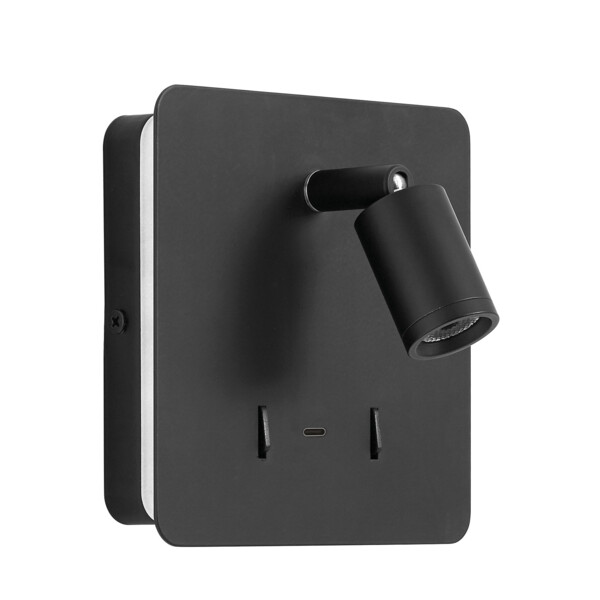 Lizeo 9,3w/3000k noir +usb-c   - Aric - 51530