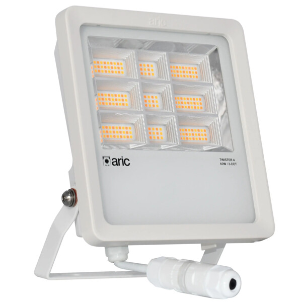 Twister 4 blanc 60w 3cct ip66 ik08 2200k/3000k/4000k 9000lm 90° 50000h - Aric - 51922