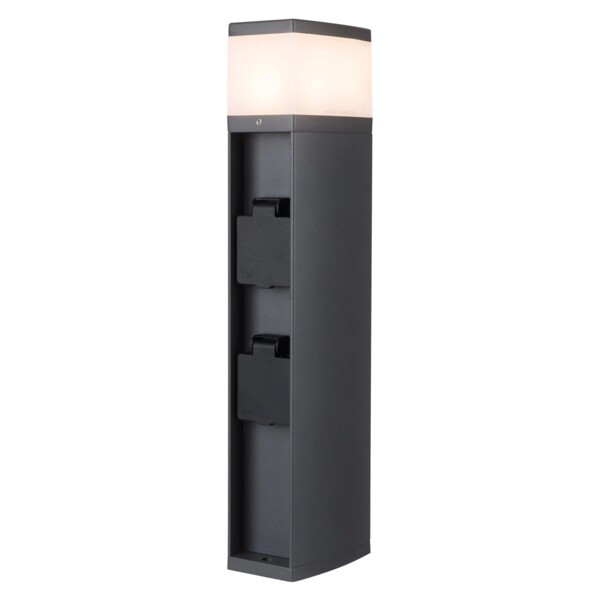 Borne 2 prises 16a pour jardin ip44 ik07 avec douille g9 35w max, anthracite - Aric - 51599