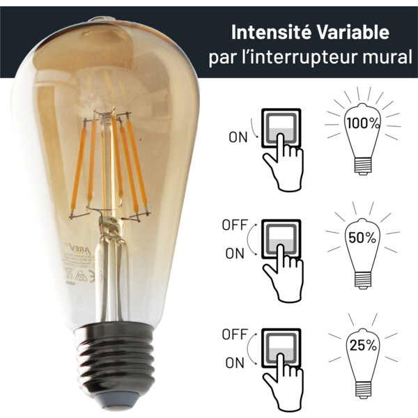 Ampoule filament st64/e27 - 3 step-dimmable / ambré - Arlux - 409693