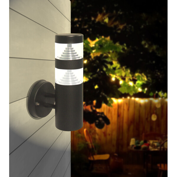 Applique montante LED Arlux Castellane IP44 9W 3000K 1000lm noir - Arlux - 111363