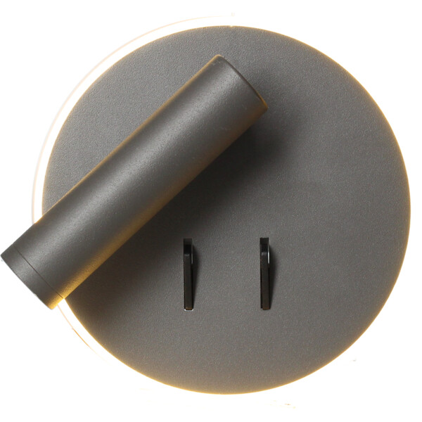 Applique Ronde Anthracite LED 9 W 2700 K 630 lm avec Liseuse 3 W 210 lm Emmy Arlux - Arlux - 114117