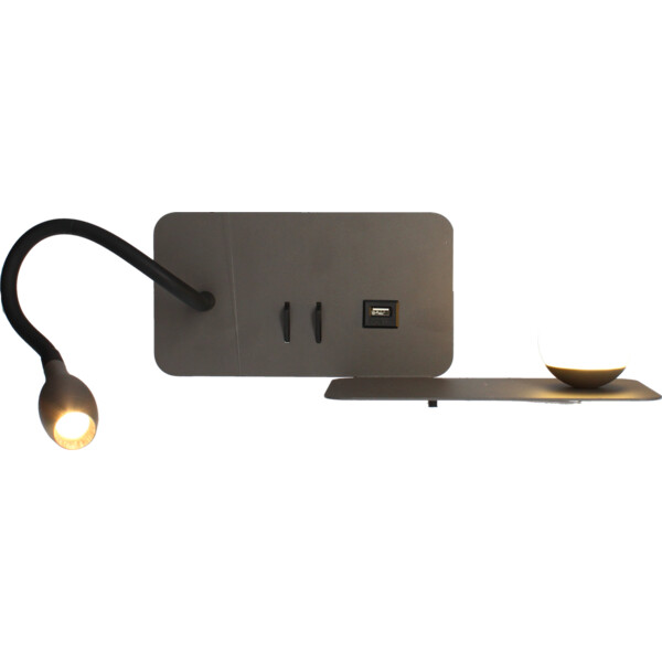 Applique Anthracite Droite LED 5 W 2700 K 350 lm avec Liseuse 3 W 210 lm ZIA Arlux - Arlux - 114147