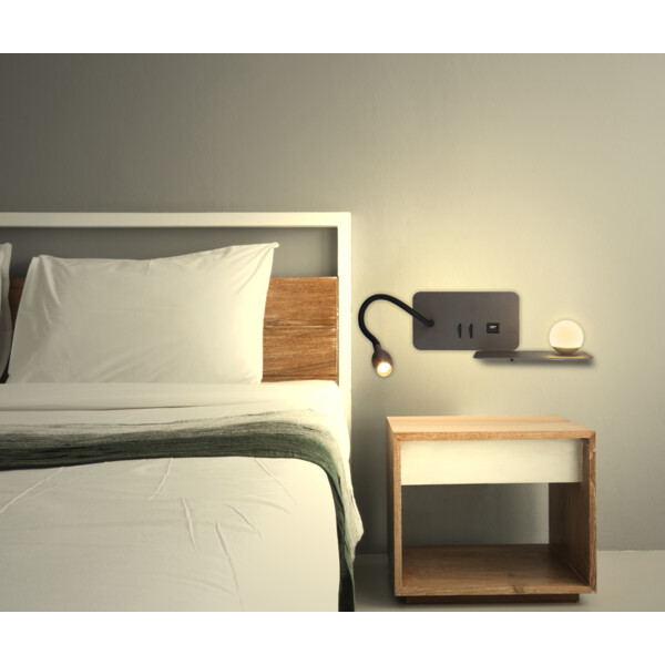 Applique Anthracite Droite LED 5 W 2700 K 350 lm avec Liseuse 3 W 210 lm ZIA Arlux - Arlux - 114147
