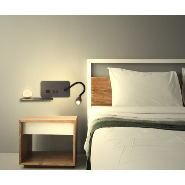 Applique Anthracite Gauche LED 5 W 2700 K 350 lm avec Liseuse 3 W 210 lm ZIA Arlux - Arlux - 114150