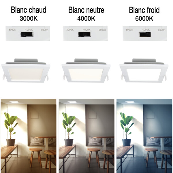 Spot encastré LED Arlux Saturn 24W 3000 à 6500K 2050lm carrée blanc - Arlux - 730126