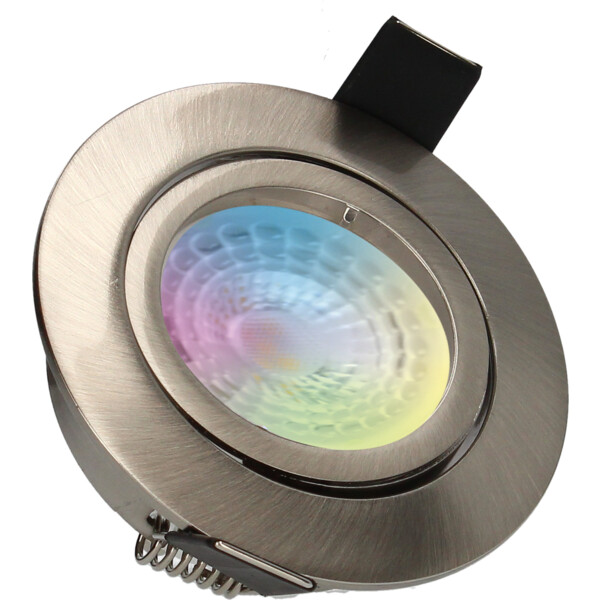 Spot Smart Acier Orientable GU10 LED 5 W RGB+Blanc Dynamique 350 lm Ø 83 mm SAPHYR Arlux - Arlux - 731435