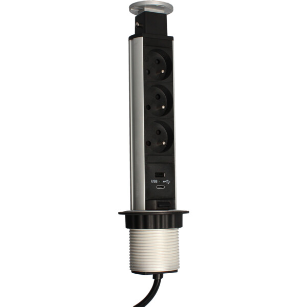 Bloc escamotable 3 prises + 1 usb a + 1 usb c - Arlux - 400278