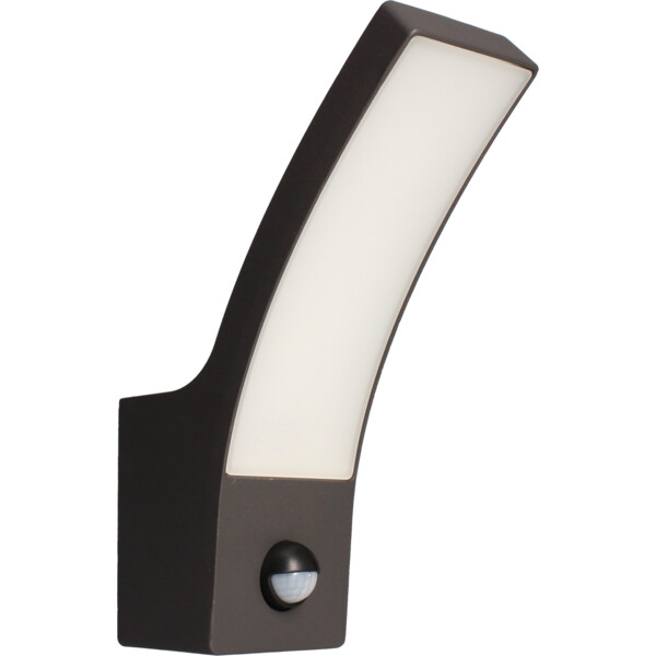Applique montante LED avec détecteur infrarouge Arlux Curve V2 IP44 12,5W 3000K 1000lm anthracite - Arlux - 111719