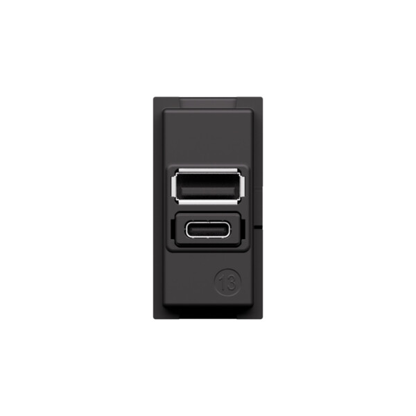 Prise USB Type A+C Living Now - Power Delivery 20W - 1 module - Noir - Arnould - BTK4192AC