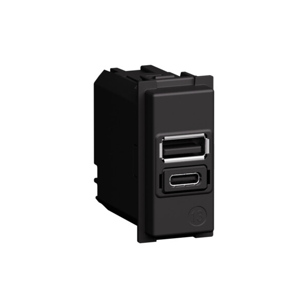 Prise USB Type A+C Living Now - Power Delivery 20W - 1 module - Noir - Arnould - BTK4192AC