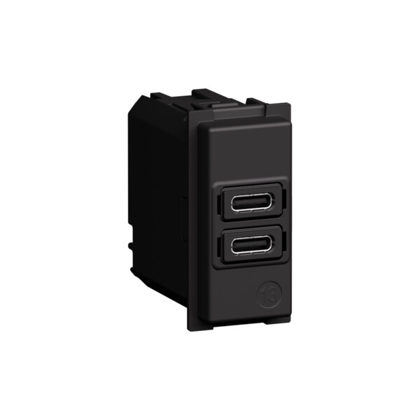 Prise USB Type C+C Living Now - Power Delivery 20W - 1 module - Noir - Arnould - BTK4192CC