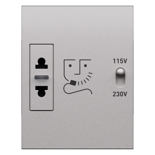 Prise rasoir 3 modules avec enjoliveur Acier - Living Now - Arnould - BTKS4177
