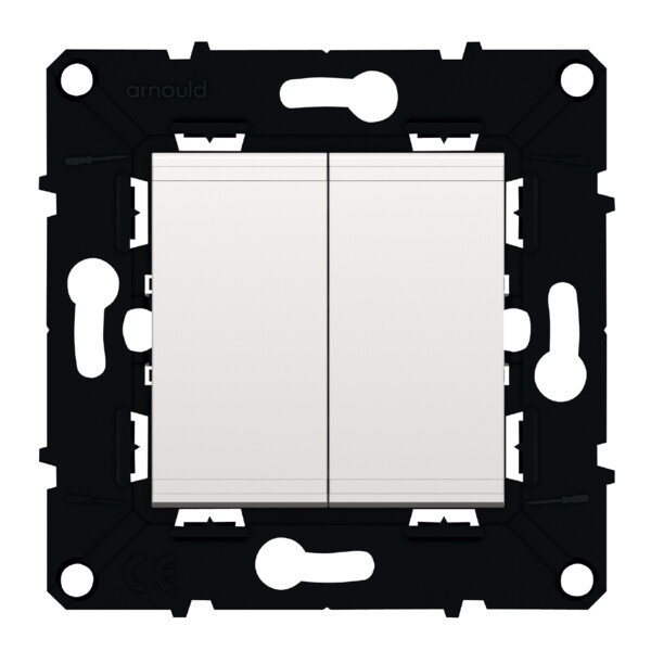 Commande double base My Home Arnould - pour lumières ou volets - 1 module - 2 manettes - Apparent - Blanc - Plastique - Arnould - 64161