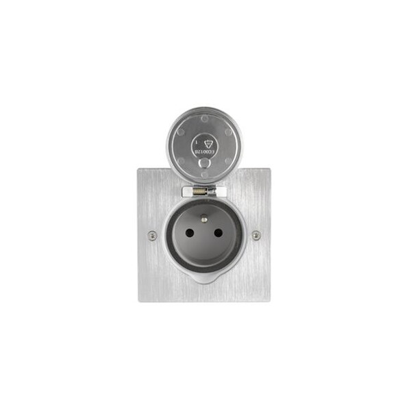 Prise de sol 2 P+T Arnould Inox brossé 16A - 250V~ - carrée - Arnould - 48270