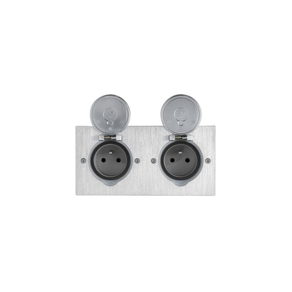 Prise de sol 2 x 2 P+T Arnould inox brossé 16A - 250V~ - carrée - Arnould - 48278