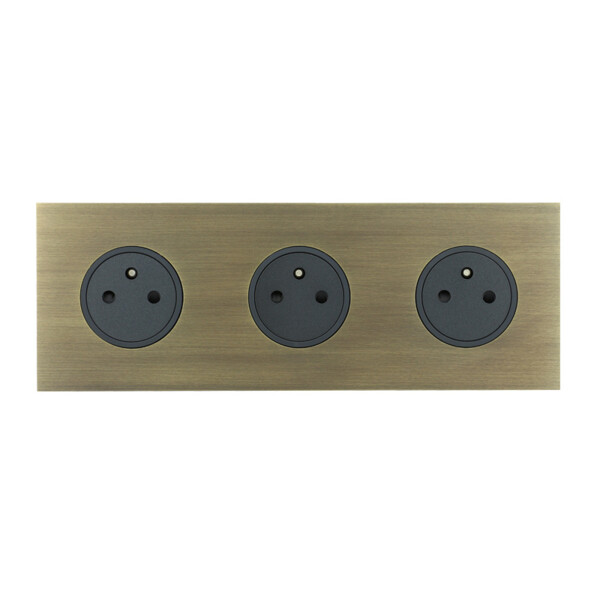 Triple Prise de courant 2p+T grand carré triple horizontal Arnould ART épure bronze - Arnould - 67333