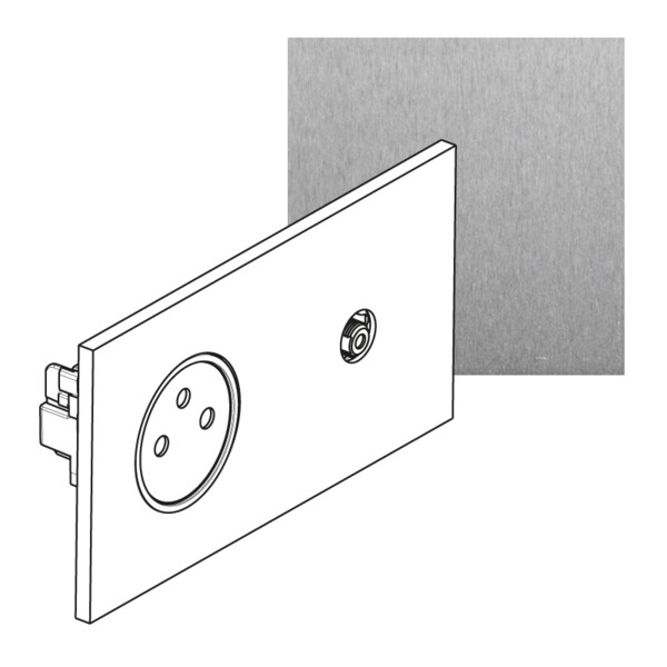 Prise de courant 2p+T + TV grand carré double horizontal Arnould ART épure acier brossé - Arnould - 67439