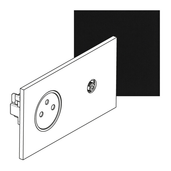 Prise de courant 2p+T + TV grand carré double horizontal Arnould ART épure noir - Arnould - 67839