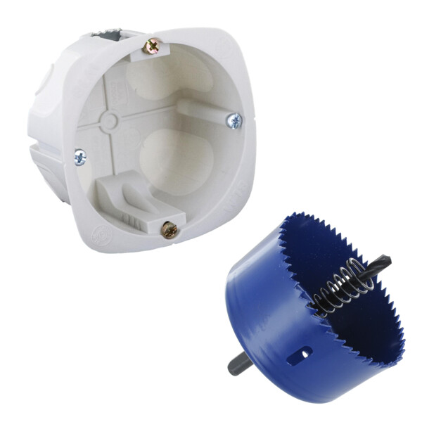 Lot de 500 boîtes no air eco recyclé 1 poste d67mm profondeur 40+scie cloche - BLM - 675040