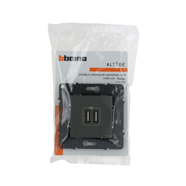Bticino altège  prise double chargeur usb - 2400 ma - nuage - compo - Bticino Cofrel - BTAL30CD