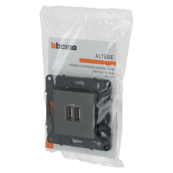 Bticino altège  prise double chargeur usb - 2400 ma - nuage - compo - Bticino Cofrel - BTAL30CD