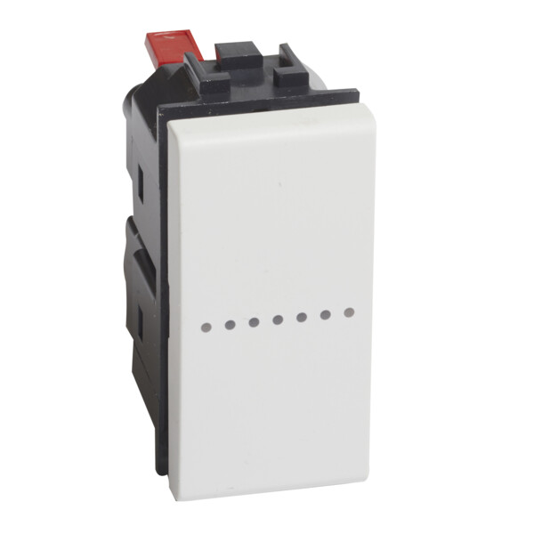 Poussoir Bticino Living Light contact NO 10A 250V~ à bornes automatiques - Blanc - 1 module - Bticino Cofrel - BTN4055AN