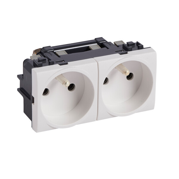 Prise de courant précâblée Bticino Living Light 2x2P+T 16A 250V~ à bornes automatiques - Blanc - Bticino Cofrel - BTN4142M2AN