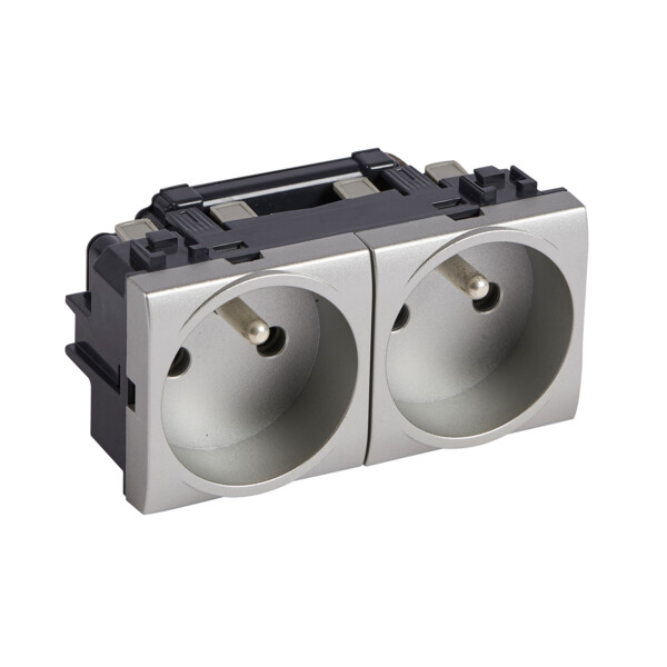 Prise de courant précâblée Bticino Living Light 2x2P+T 16A 250V~ à bornes automatiques - Tech - Bticino Cofrel - BTNT4142M2AN