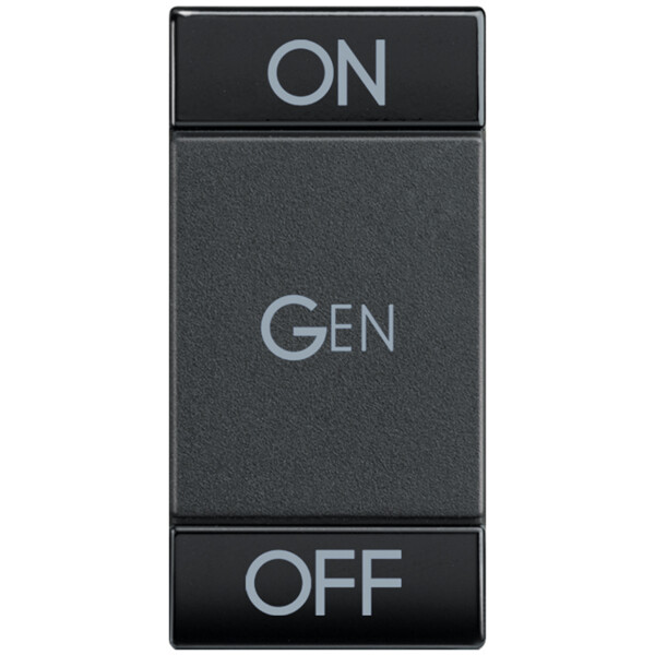 Manette bascule symbole ON - OFF + sérigraphie "GEN" 1 module - LivingLight Anthracite - Bticino Cofrel - L4911AFN