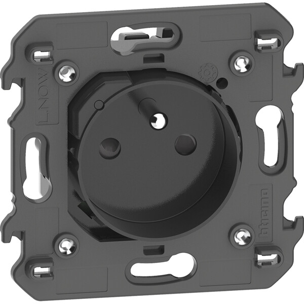 Prise Connectée Living Now Netatmo 16A 3680W Noir avec Support et Enjoliveur - Bticino Cofrel - BTKG4142AC
