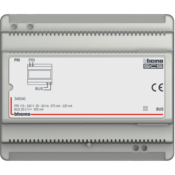 Alimentation pour système audio 100 postes - Bus 2 fils - 26V - 0,6A - Bticino Cofrel - 346040