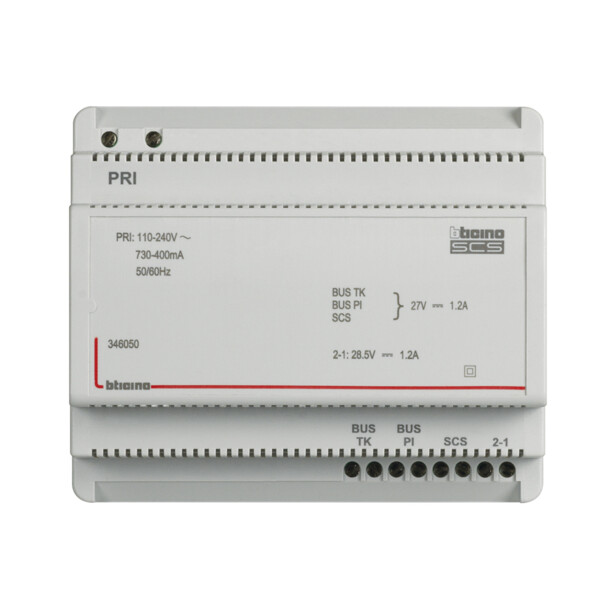 Alimentation et adaptateur vidéo Bticino MyHome Bus pour portier 110 à 240V, sortie BUS 27V - Bticino Cofrel - BT346050