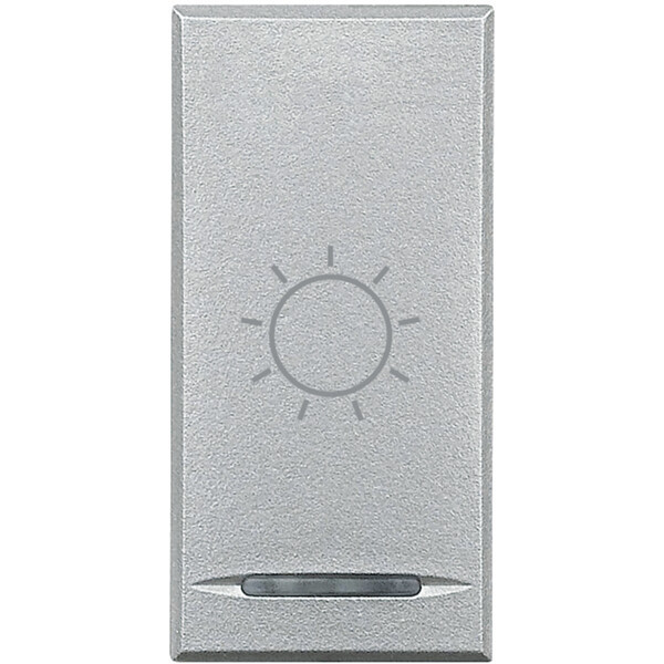 Enjoliveur aluminium poussoir avec symbole lumière Bticino Axolute 1 module - Bticino Cofrel - HC4915BA