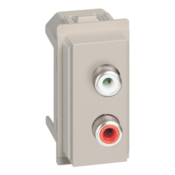 Prise audio double RCA Living Now avec enjoliveur sable - 1 module - Bticino Cofrel - BTKM4269R