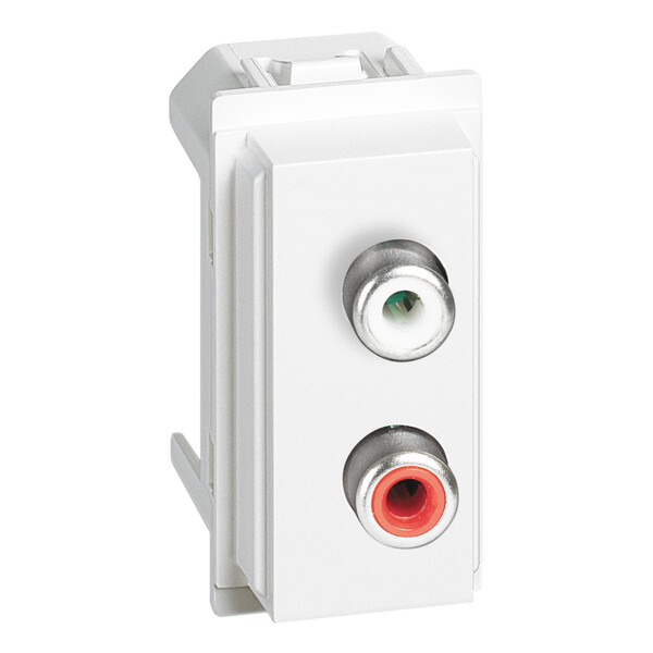 Prise audio double RCA Living Now avec enjoliveur blanc - 1 module - Bticino Cofrel - BTKW4269R