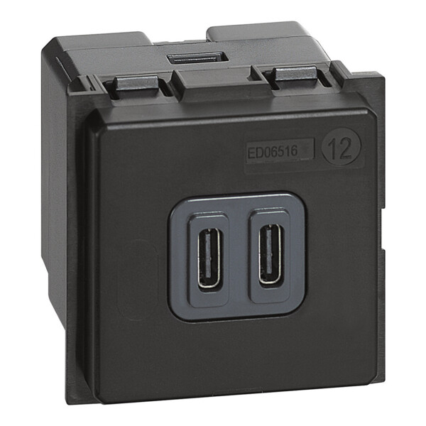Chargeur 2 USB Type-C Living Now 3A 15W - 2 modules - Bticino Cofrel - BTK4286C2