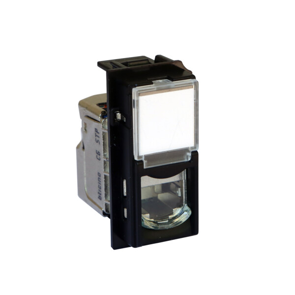 Prise RJ45 blindée catégorie6 STP Living Now pour applications Grade 2 TV avec enjoliveur noir mat - 1 module - Bticino Cofrel - BTKG4279C6S