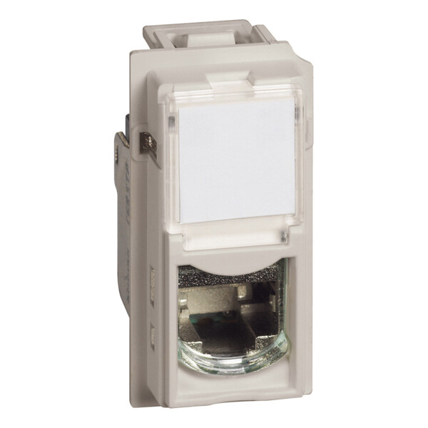 Prise RJ45 blindée catégorie6 STP Living Now pour applications Grade 2 TV avec enjoliveur sable - 1 module - Bticino Cofrel - BTKM4279C6S