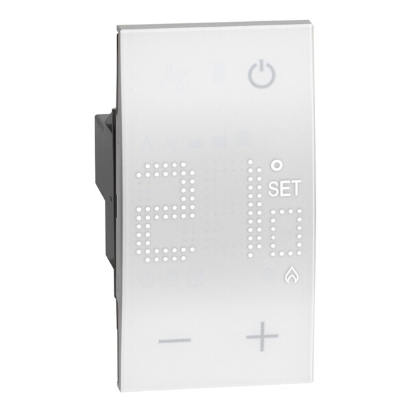 Thermostat électronique avec écran rétro-éclairé Living Now 230V~ avec enjoliveur blanc - 2 modules - Bticino Cofrel - BTKW4441
