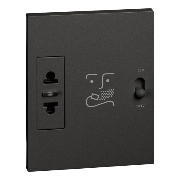 Prise rasoir Living Now avec enjoliveur noir mat- 3 modules - Bticino Cofrel - BTKG4177